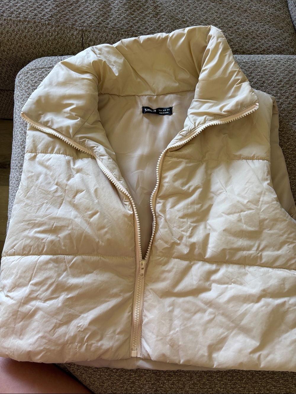 Cream Puffer Vest little cropped